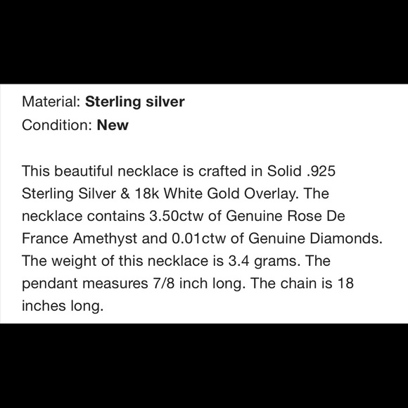 Sterling Silver Rose De France & Diamond Necklace - Picture 6 of 9